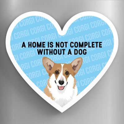 P5878 - Corgi Home Without A Dog Katie Pearson Artworks Heart Shaped Wooden Magnet
