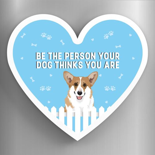 P5879 - Corgi Person Your Dog Thinks You Are Katie Pearson Artworks Heart Shaped Wooden Magnet