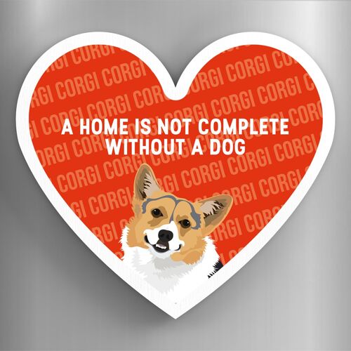 P5881 - Corgi Home Without A Dog Katie Pearson Artworks Heart Shaped Wooden Magnet
