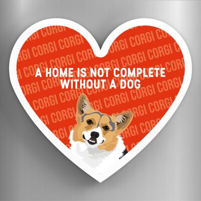 P5881 - Corgi Home Without A Dog Katie Pearson Artworks Heart Shaped Wooden Magnet