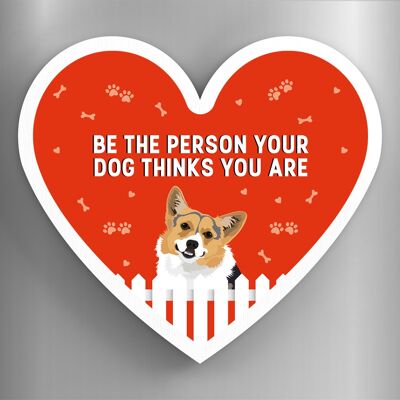 P5882 - Corgi Person Your Dog Thinks You Are Katie Pearson Artworks Heart Shaped Wooden Magnet