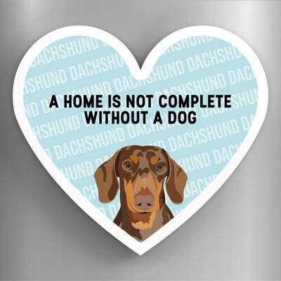 P5884 - Dachshund Home Without A Dog Katie Pearson Artworks Heart Shaped Wooden Magnet