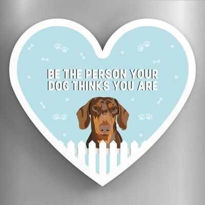 P5885 - Bassotto persona che il tuo cane pensa che tu sia Katie Pearson opere d'arte magnete in legno a forma di cuore