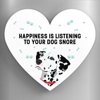 P5889 - Dalmation Happiness Is Your Dog Snoring Katie Pearson Artworks Aimant en bois en forme de coeur