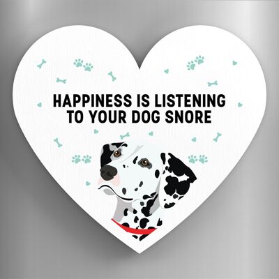 P5889 - Dalmation Happiness Is Your Dog Snoring Katie Pearson Artworks Heart Shaped Wooden Magnet