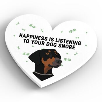 P5892 - Doberman Happiness Is Your Dog Snoring Katie Pearson Artworks Aimant en bois en forme de coeur 4