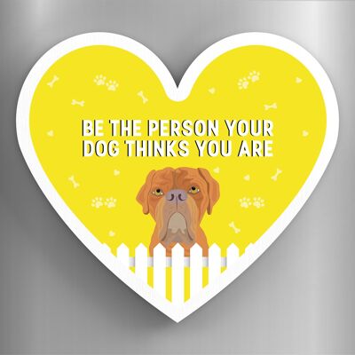 P5894 - Dogue De Bordeaux Person Your Dog Thinks You Are Katie Pearson Artworks Heart Shaped Wooden Magnet