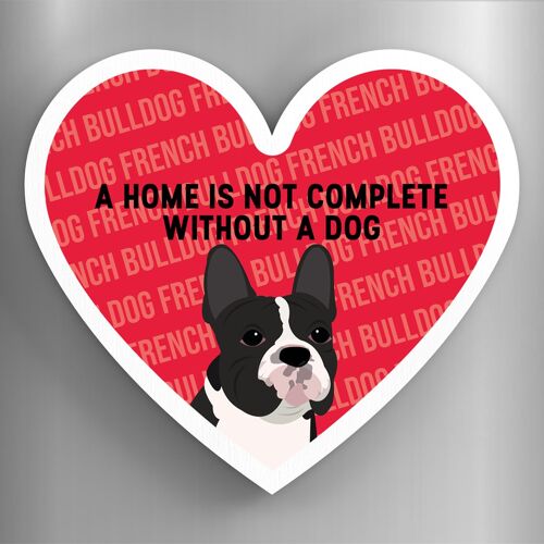 P5899 - French Bulldog Home Without A Dog Katie Pearson Artworks Heart Shaped Wooden Magnet