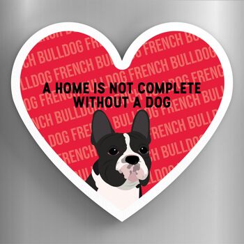 P5899 - French Bulldog Home Without A Dog Katie Pearson Artworks Aimant en bois en forme de coeur 1
