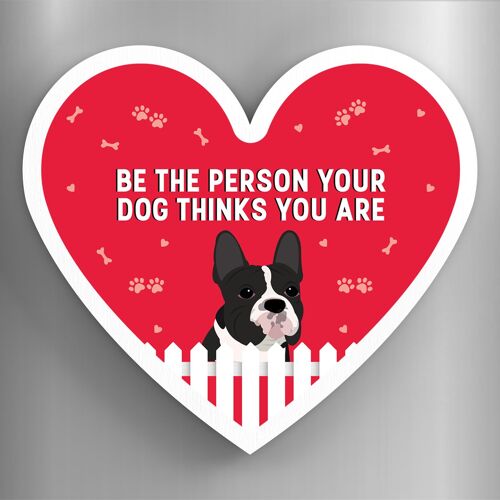 P5900 - French Bulldog Person Your Dog Thinks You Are Katie Pearson Artworks Heart Shaped Wooden Magnet