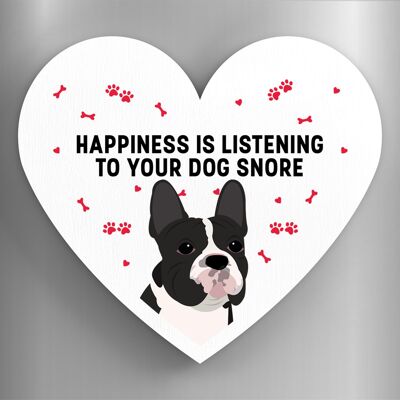 P5901 - Le bonheur du bouledogue français est votre chien qui ronfle Katie Pearson Artworks Aimant en bois en forme de coeur