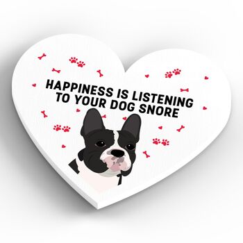 P5901 - Le bonheur du bouledogue français est votre chien qui ronfle Katie Pearson Artworks Aimant en bois en forme de coeur 4