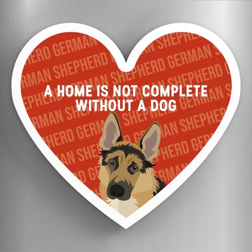P5902 - German Shepherd Home Without A Dog Katie Pearson Artworks Heart Shaped Wooden Magnet