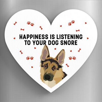 P5904 - La felicità del pastore tedesco è il tuo cane che russa Katie Pearson opere d'arte magnete in legno a forma di cuore