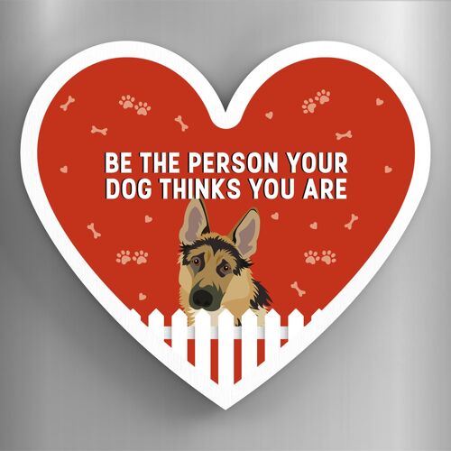 P5903 - German Shepherd Person Your Dog Thinks You Are Katie Pearson Artworks Heart Shaped Wooden Magnet