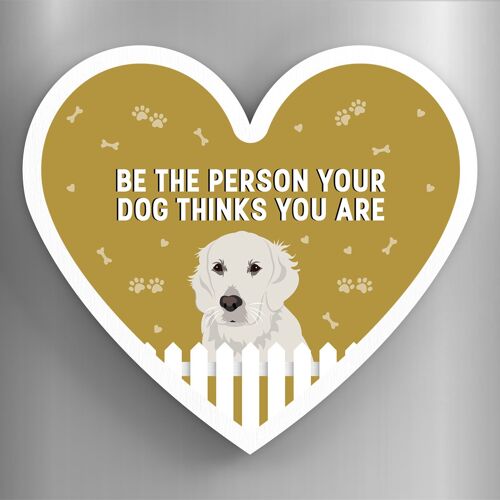 P5906 - Golden Retriever Person Your Dog Thinks You Are Katie Pearson Artworks Heart Shaped Wooden Magnet