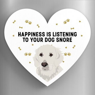 P5907 - Golden Retriever Happiness Is Your Dog Snoring Katie Pearson Artworks Heart Shaped Wooden Magnet