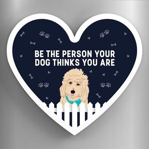 P5909 - Goldendoodle Person Your Dog Thinks You Are Katie Pearson Artworks Heart Shaped Wooden Magnet