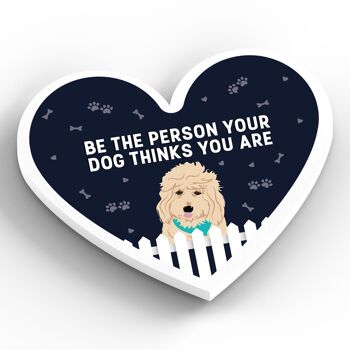 P5909 – Goldendoodle Person Your Dog Think You Are Katie Pearson Artworks Aimant en bois en forme de cœur 2