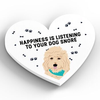 P5910 - Goldendoodle Happiness Is Your Dog Snoring Katie Pearson Artworks Aimant en bois en forme de cœur 2