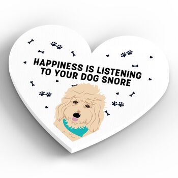 P5910 - Goldendoodle Happiness Is Your Dog Snoring Katie Pearson Artworks Aimant en bois en forme de cœur 4