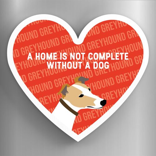 P5911 - Greyhound Home Without A Dog Katie Pearson Artworks Heart Shaped Wooden Magnet