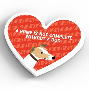 P5911 - Greyhound Home Without A Dog Katie Pearson Artworks Aimant en bois en forme de coeur 4