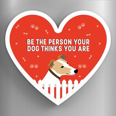 P5912 - Greyhound Person Your Dog Thinks You Are Katie Pearson Artworks Heart Shaped Wooden Magnet