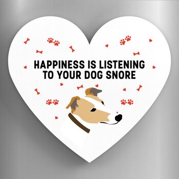 P5913 – Greyhound Happiness Is Your Dog Snoring Katie Pearson Artworks Aimant en bois en forme de cœur 1
