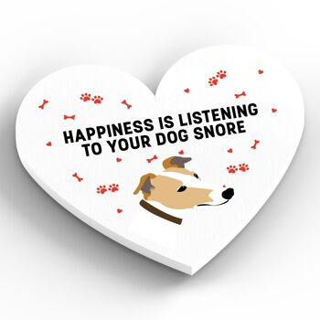 P5913 – Greyhound Happiness Is Your Dog Snoring Katie Pearson Artworks Aimant en bois en forme de cœur 2