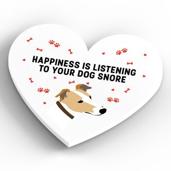P5913 – Greyhound Happiness Is Your Dog Snoring Katie Pearson Artworks Aimant en bois en forme de cœur 4