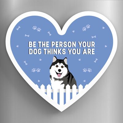 P5915 - Husky Person Your Dog Thinks You Are Katie Pearson Artworks Heart Shaped Wooden Magnet