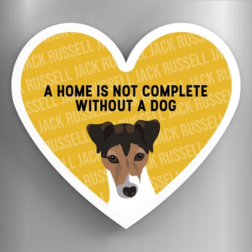 P5917 - Jack Russell Home Without A Dog Katie Pearson Artworks Heart Shaped Wooden Magnet