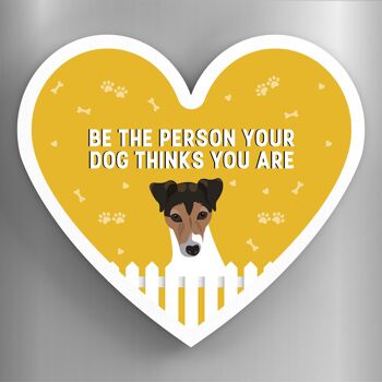 P5918 - Jack Russell Person Votre chien pense que vous êtes Katie Pearson Artworks Aimant en bois en forme de cœur 1
