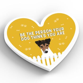 P5918 - Jack Russell Person Votre chien pense que vous êtes Katie Pearson Artworks Aimant en bois en forme de cœur 2