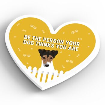 P5918 - Jack Russell Person Votre chien pense que vous êtes Katie Pearson Artworks Aimant en bois en forme de cœur 4