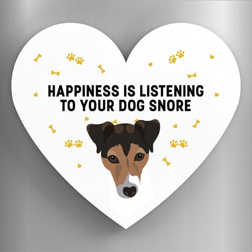 P5919 - Jack Russell Happiness Is Your Dog Snoring Katie Pearson Artworks Heart Shaped Wooden Magnet