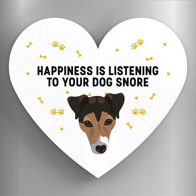 P5919 - Jack Russell La felicidad es tu perro roncando Katie Pearson Artworks Imán de madera en forma de corazón