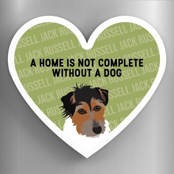 P5920 - Jack Russell Home Without A Dog Katie Pearson Artworks Aimant en bois en forme de cœur 1