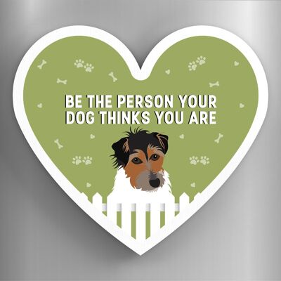 P5921 - Jack Russell Person Your Dog Thinks You Are Katie Pearson Artworks Heart Shaped Wooden Magnet
