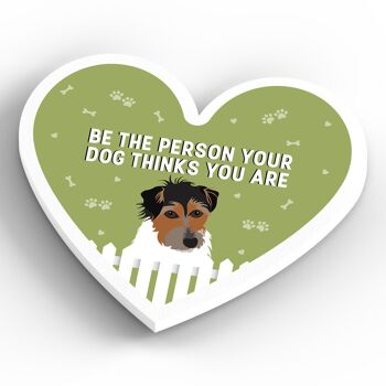 P5921 - Jack Russell Person Votre chien pense que vous êtes Katie Pearson Artworks Aimant en bois en forme de cœur 4