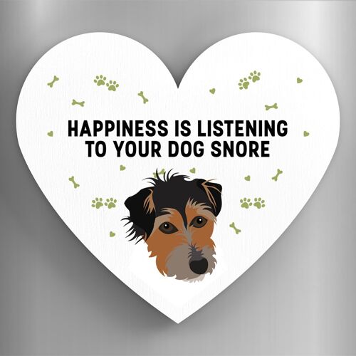 P5922 - Jack Russell Happiness Is Your Dog Snoring Katie Pearson Artworks Heart Shaped Wooden Magnet