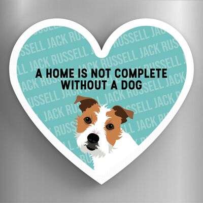 P5923 - Jack Russell Home Without A Dog Katie Pearson Artworks Heart Shaped Wooden Magnet