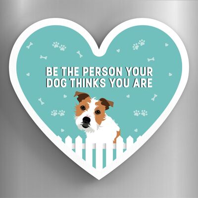 P5924 - Jack Russell Person Your Dog Thinks You Are Katie Pearson Artworks Heart Shaped Wooden Magnet