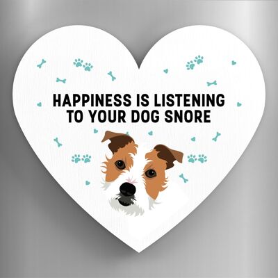 P5925 - Jack Russell La felicidad es tu perro roncando Katie Pearson Artworks Imán de madera en forma de corazón