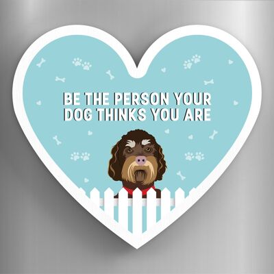P5927 - Labradoodle Persona Il tuo cane pensa che tu sia Katie Pearson Opere d'arte Magnete in legno a forma di cuore