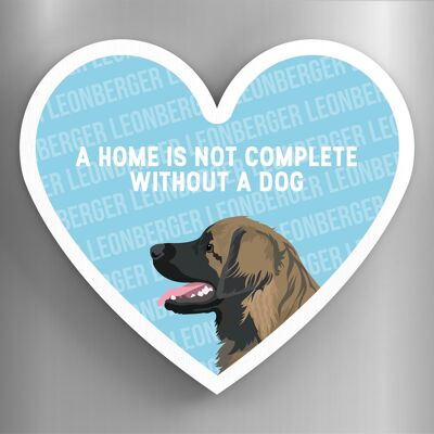 P5929 - Leonberger Home Without A Dog Katie Pearson Artworks Heart Shaped Wooden Magnet