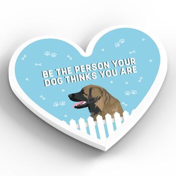 P5930 - Leonberger Person Your Dog Thinks You Are Katie Pearson Artworks Aimant en bois en forme de cœur 2