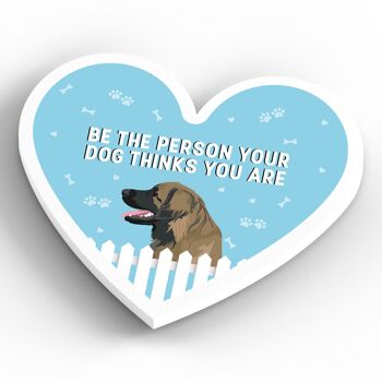 P5930 - Leonberger Person Your Dog Thinks You Are Katie Pearson Artworks Aimant en bois en forme de cœur 4