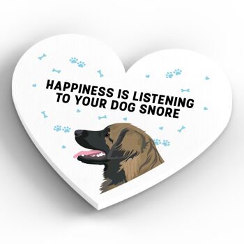 P5931 - Leonberger Happiness Is Your Dog Snoring Katie Pearson Artworks Aimant en bois en forme de coeur 3